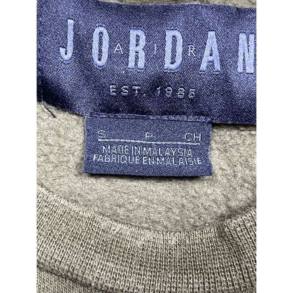 Jordan Crewneck Sweatshirt Cotton Polyester Olive Green Small Mens